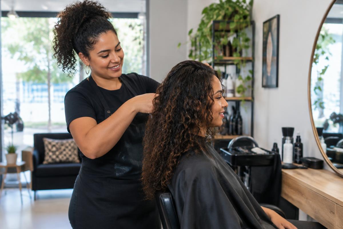 Salão de Beleza atendendo clientes em um negócio local brasileiro